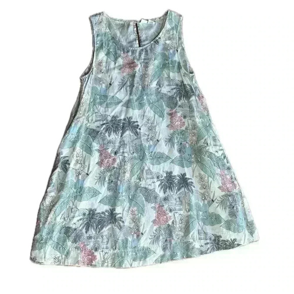 Artisan NY Linen Beach Print Shift Dress Medium - Picture 1 of 4